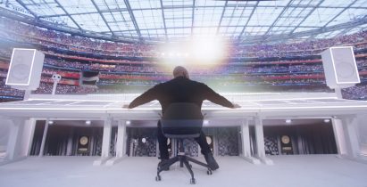 Dr Dre performing at the Super Bowl show