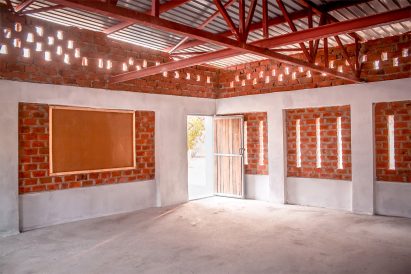 Steel roof on classroom in Zambia