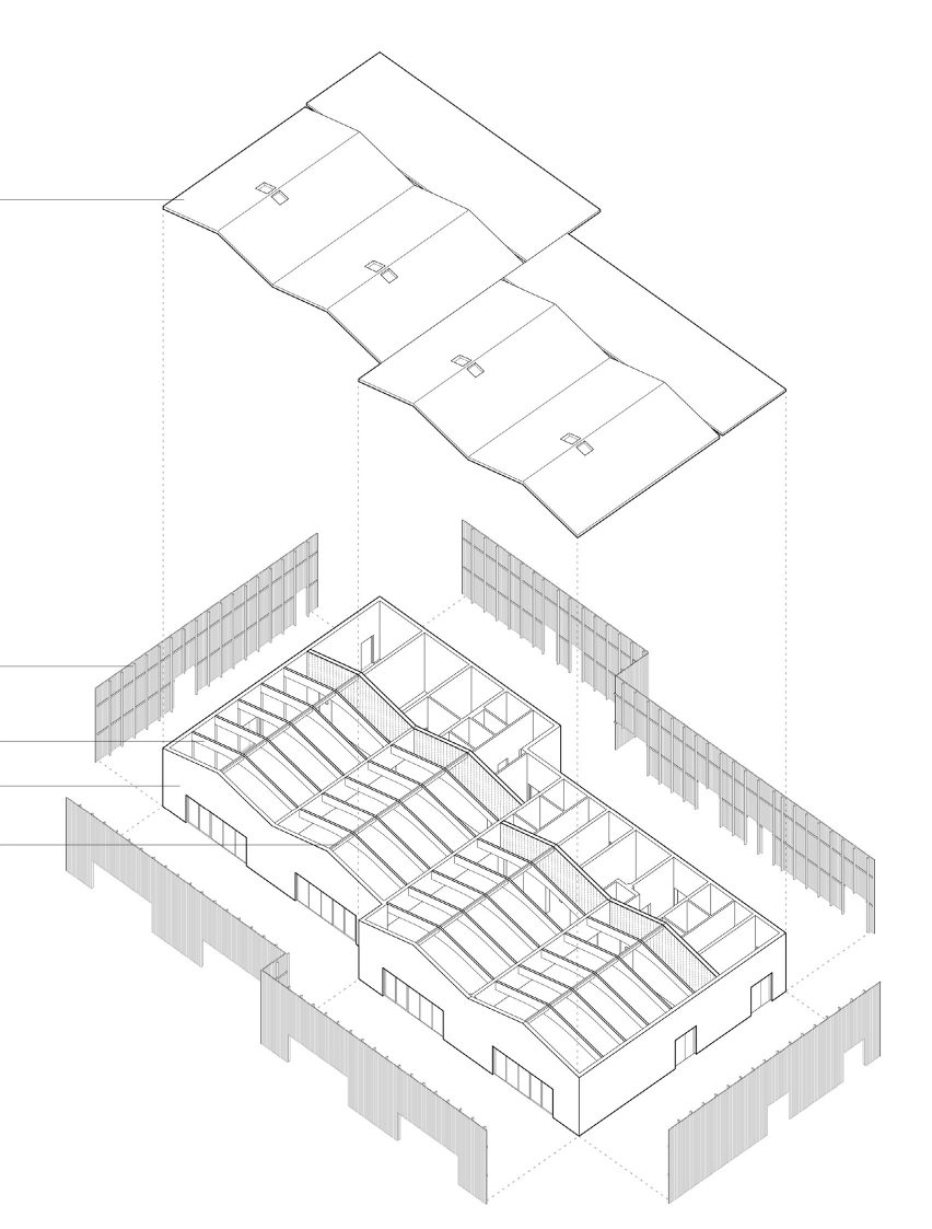 Axonometric of Orly Festival Hall by Graal Architecture