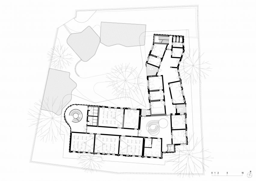 First floor plan of Goehte-Insitut in Dakar, Senegal, by Kéré Architecture
