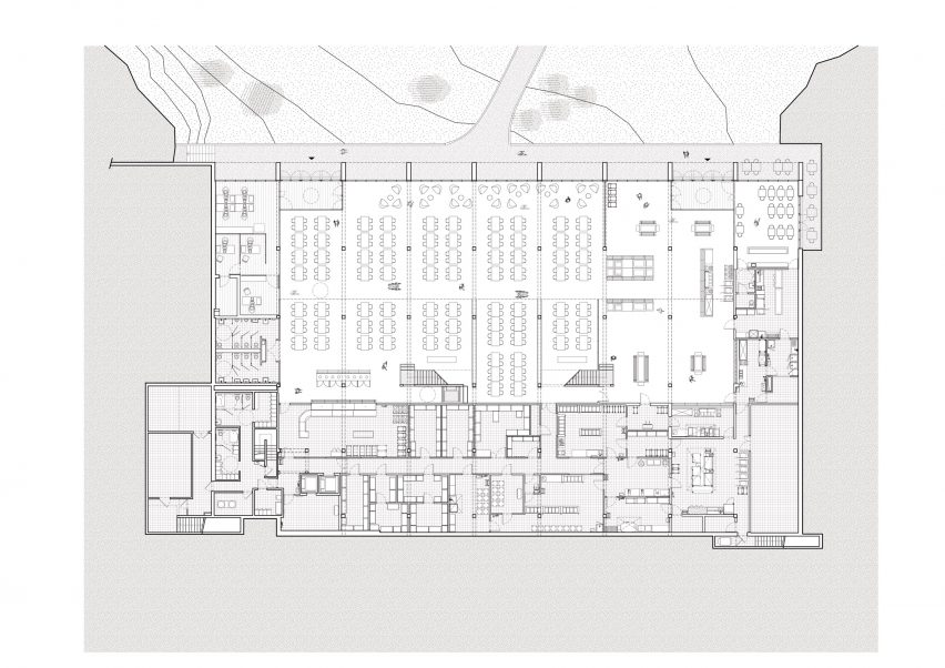 Ground floor plan of Crous University Refectory which was extended and renovated by Graal Architecture