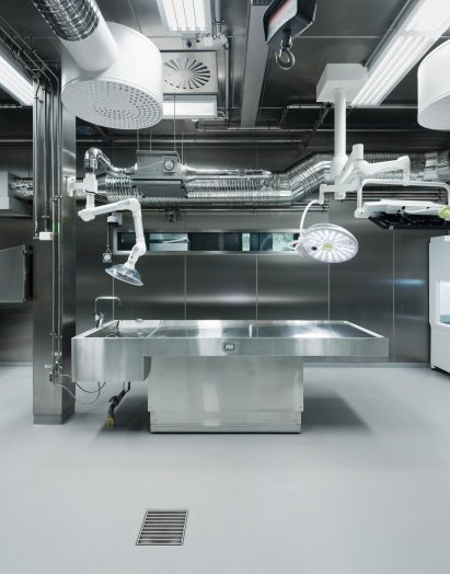 Image of a metal-lined operating room