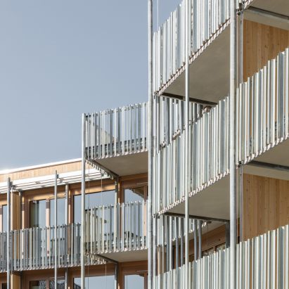 The terraces are constructed from steel and timber