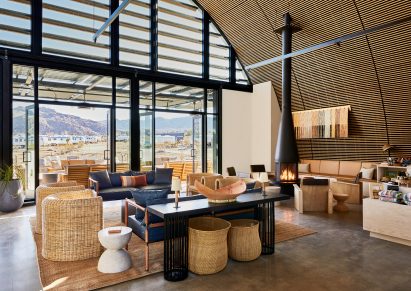 Textured rug in clubhouse