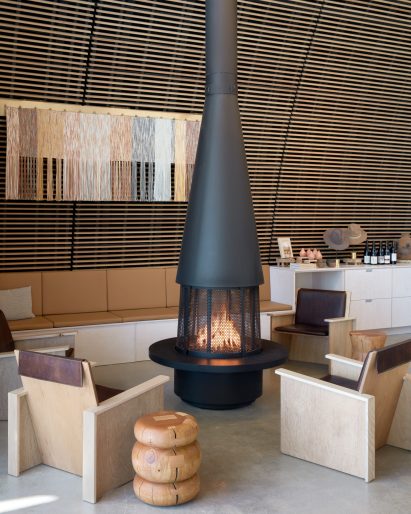 Black fireplace