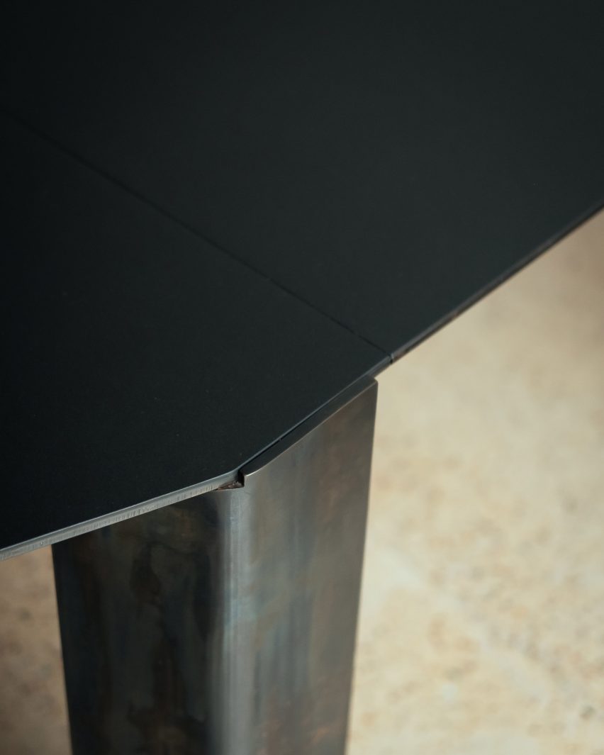 Steel table in House in Primrose Hill by Jamie Fobert Architects