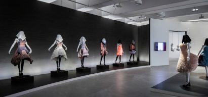 Mannequins are pictured dressed in Hussein Chalayan's Airborne collection