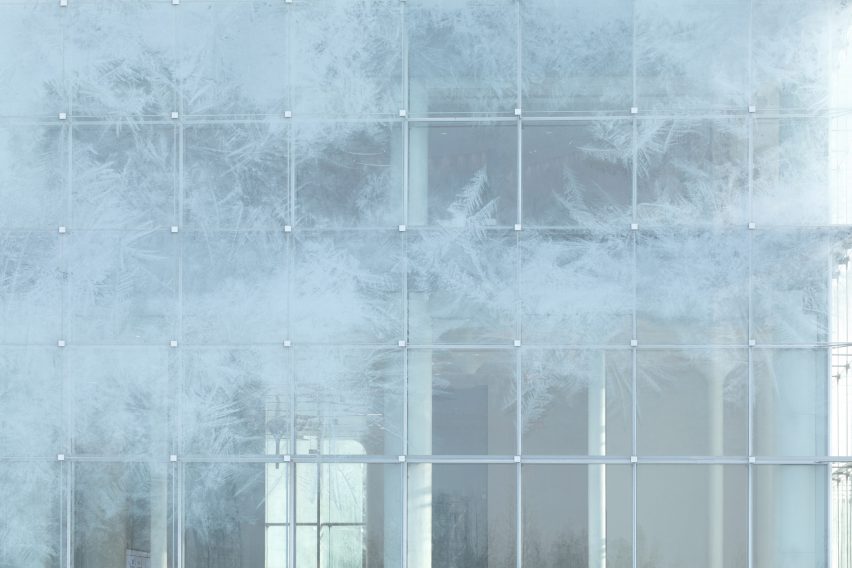 Patterned glass facade
