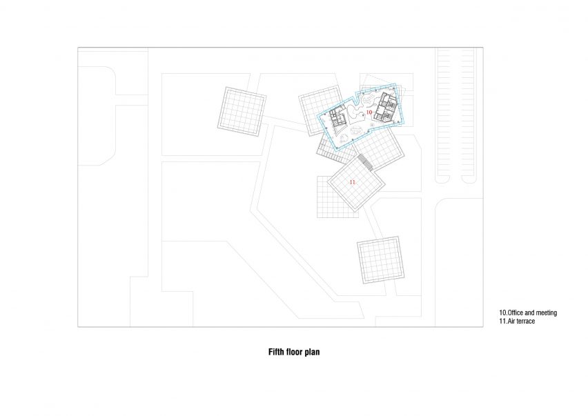 Fifth floor plan of Ice Cubes Cultural Tourist Center by Mathieu Forest Architecte