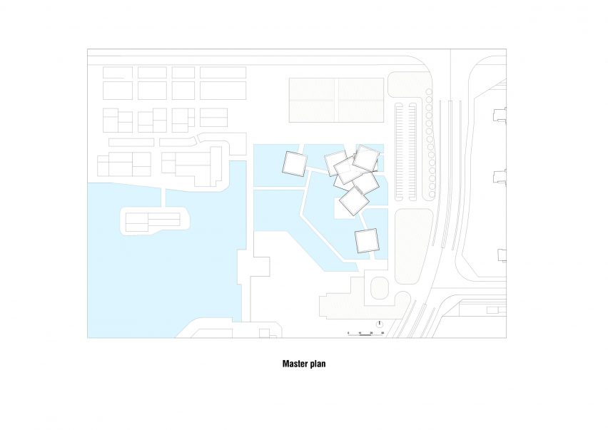 Site plan of Ice Cubes Cultural Tourist Center by Mathieu Forest Architecte
