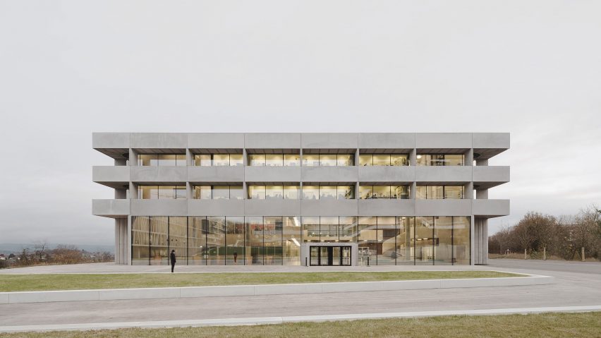 The building has a rectilinear form