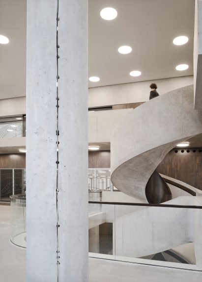 Interior image of a spiral staircase at Geo and Environmental Centre