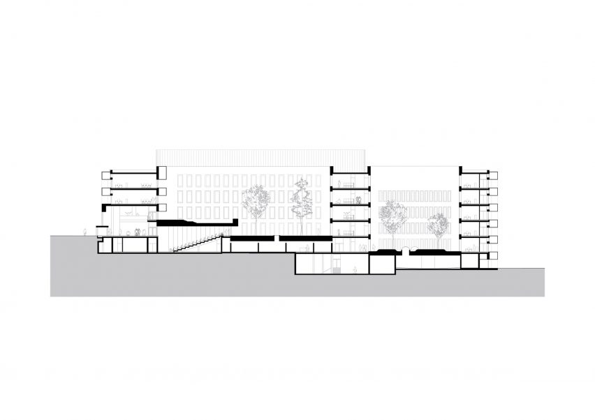 Section drawing of the Geo and Environmental Centre by Kaan Architecten