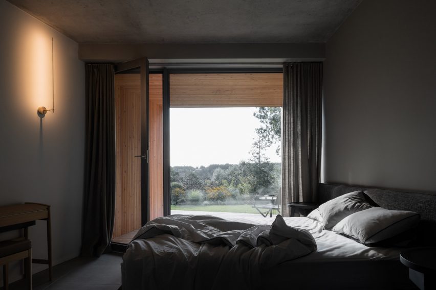 Interior of Terrace with a House by the Lake by UGO
