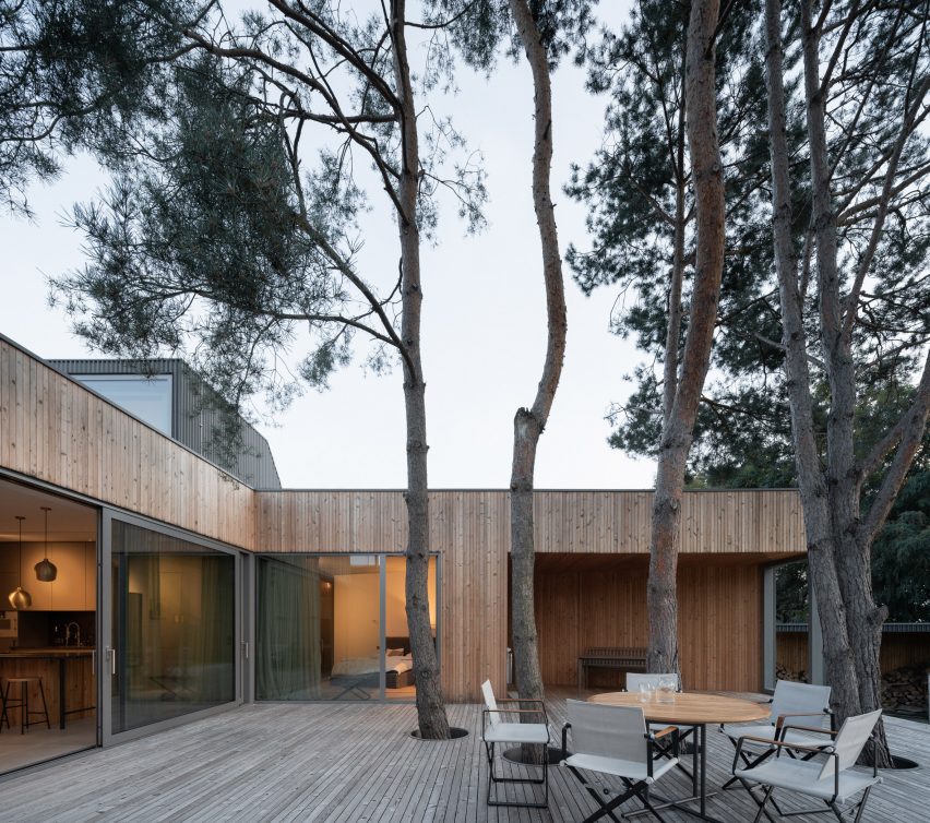 Wood-lined terrace