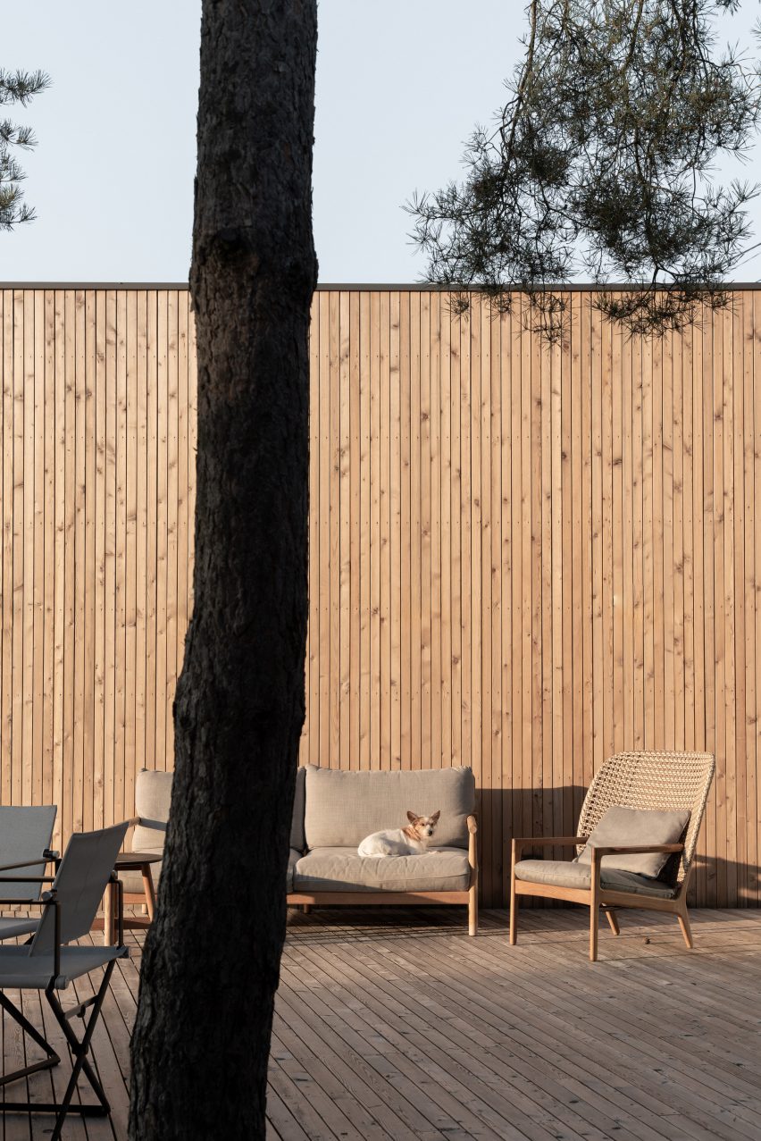 Wood-lined terrace