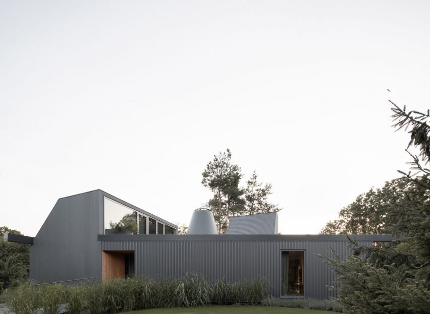 Holiday home with corrugated metal cladding