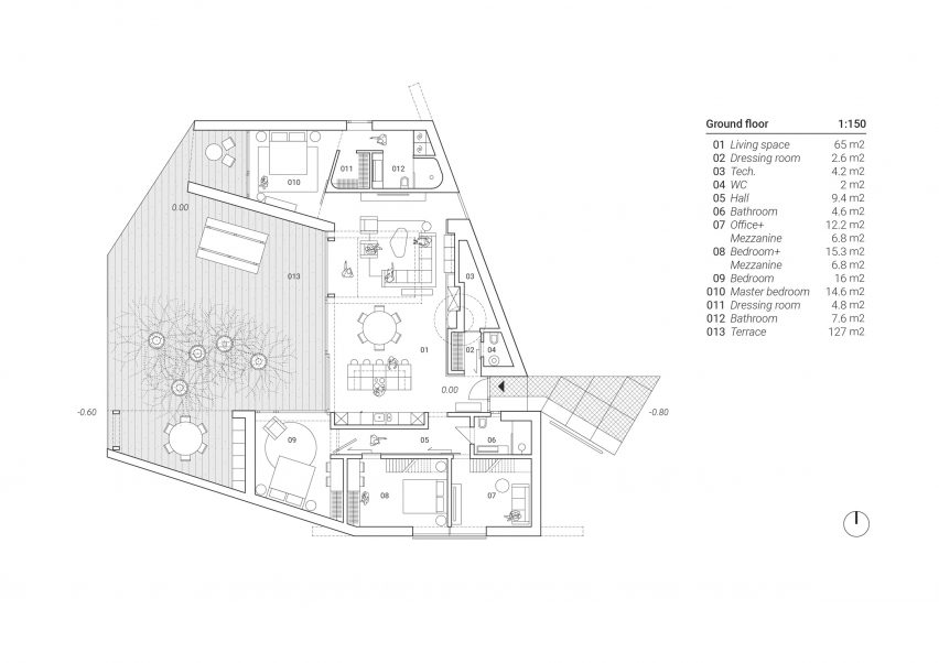 Ground floor plan of Terrace With a House by the Lake by UGO