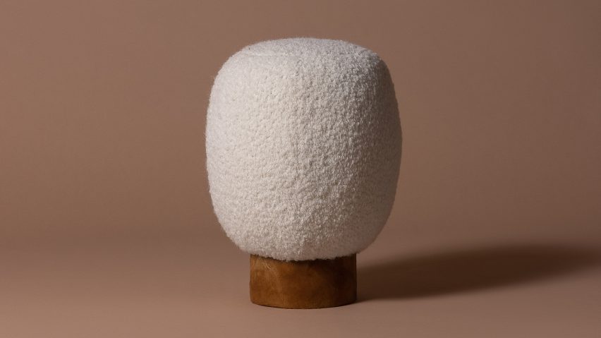Fomes stool by Mari Koppanen with amadou base and woollen seat