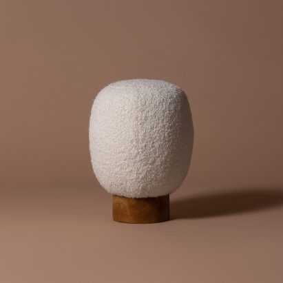 Fomes stool by Mari Koppanen with amadou base and woollen seat