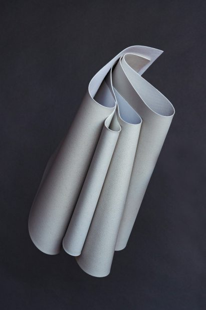 Samples of plant-based leather made with rice husks by Natural Fiber Welding
