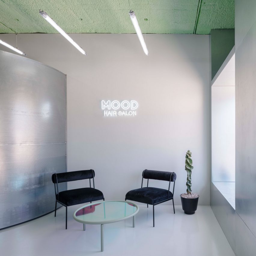 Mood hair salon in Madrid features galvanised steel elements