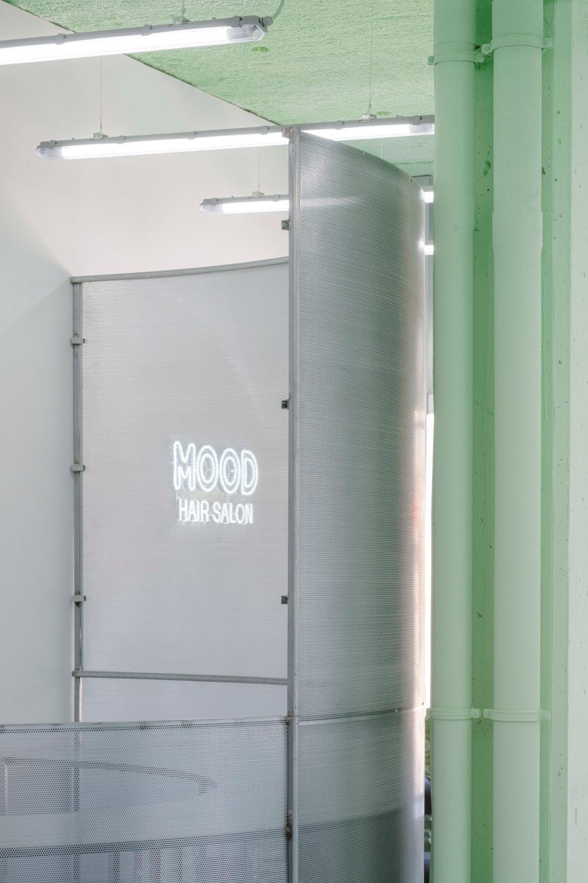 Mood hair salon in Madrid features galvanised steel elements