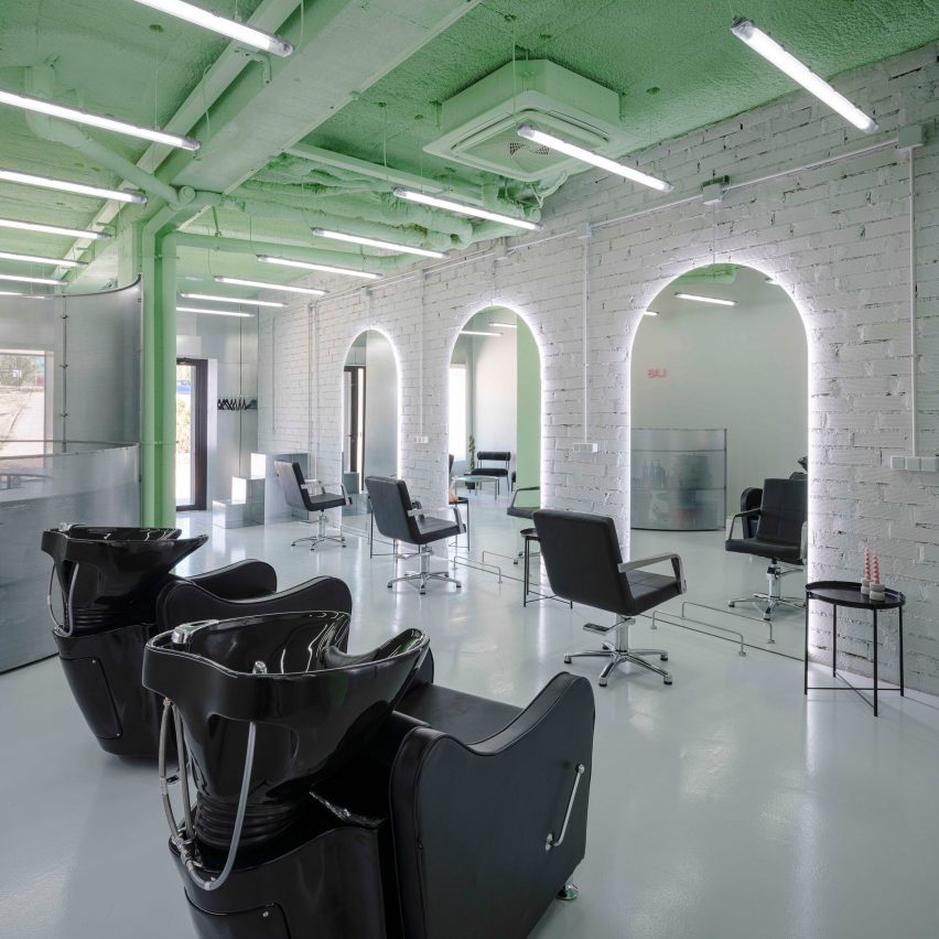 Mood hair salon in Madrid features galvanised steel elements