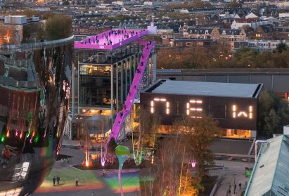 The Podium is a pink staircase and viewing platform