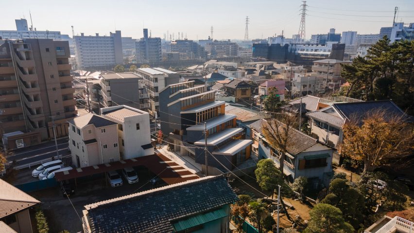 Aerial view of Nishiji Project house and gallery by Kompas