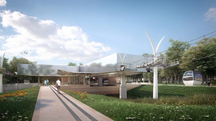 Render of a ground level station