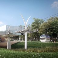 Y-shaped pylons will support the cable car system