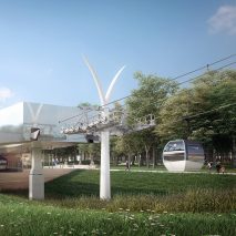 Y-shaped pylons will support the cable car system
