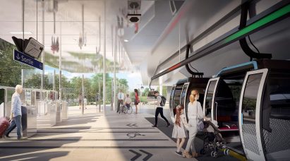 Render of a platform at a Cable 1 station