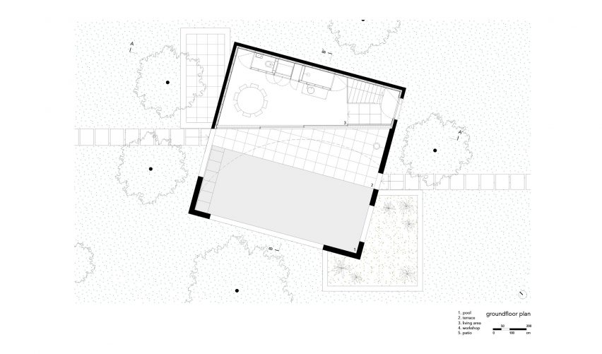 Ground floor plan of the Refuge by NWLND Rogiers Vandeputte