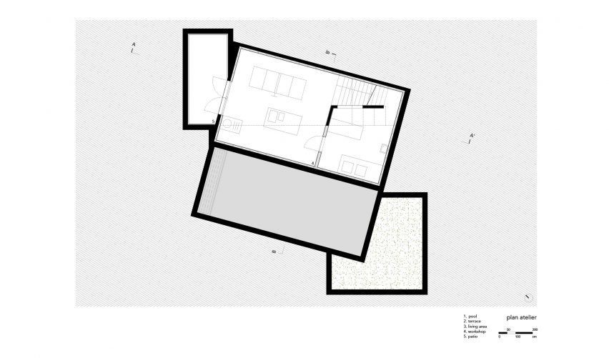 Basement plan of the Refuge by NWLND Rogiers Vandeputte