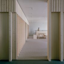 Spruce partitions and furnishings in Samsung Design Europe's minimalist office by McLaren Excell
