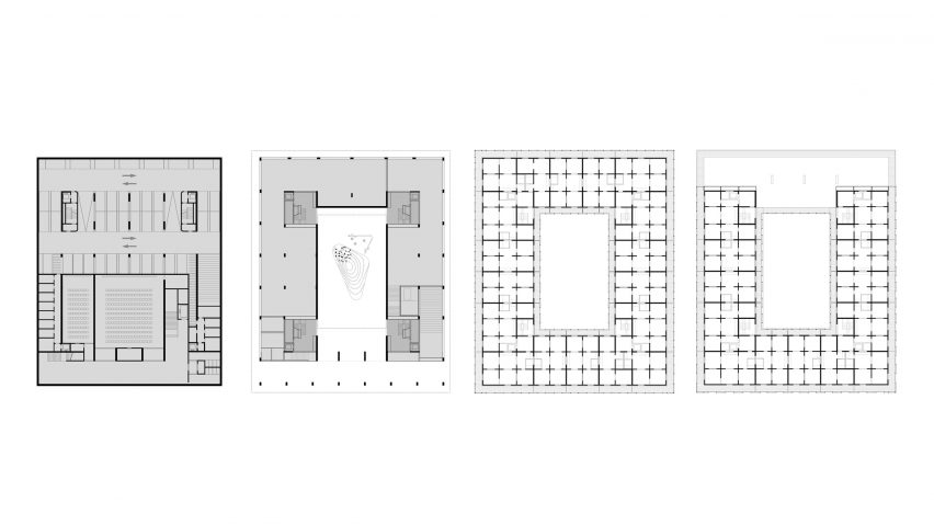 Plans of social housing in Barcelona by Peris+Toral Arquitectes