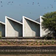 Buildings at the factory are made up from geometric shapes