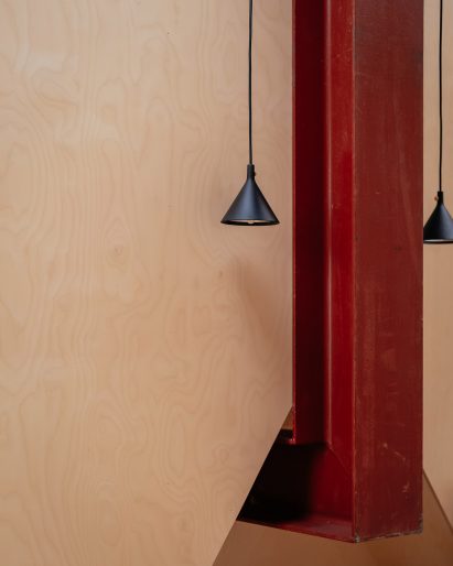Detail image of the red oxidised steel structure