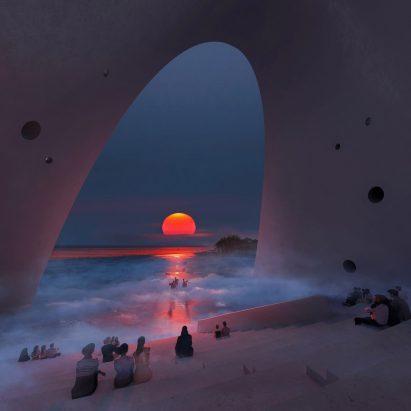 Render of sun tower by OPEN Architecture in China