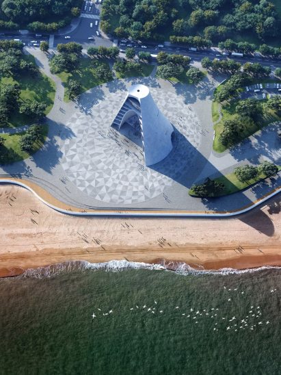 Render of sun tower in China by OPEN Architecture