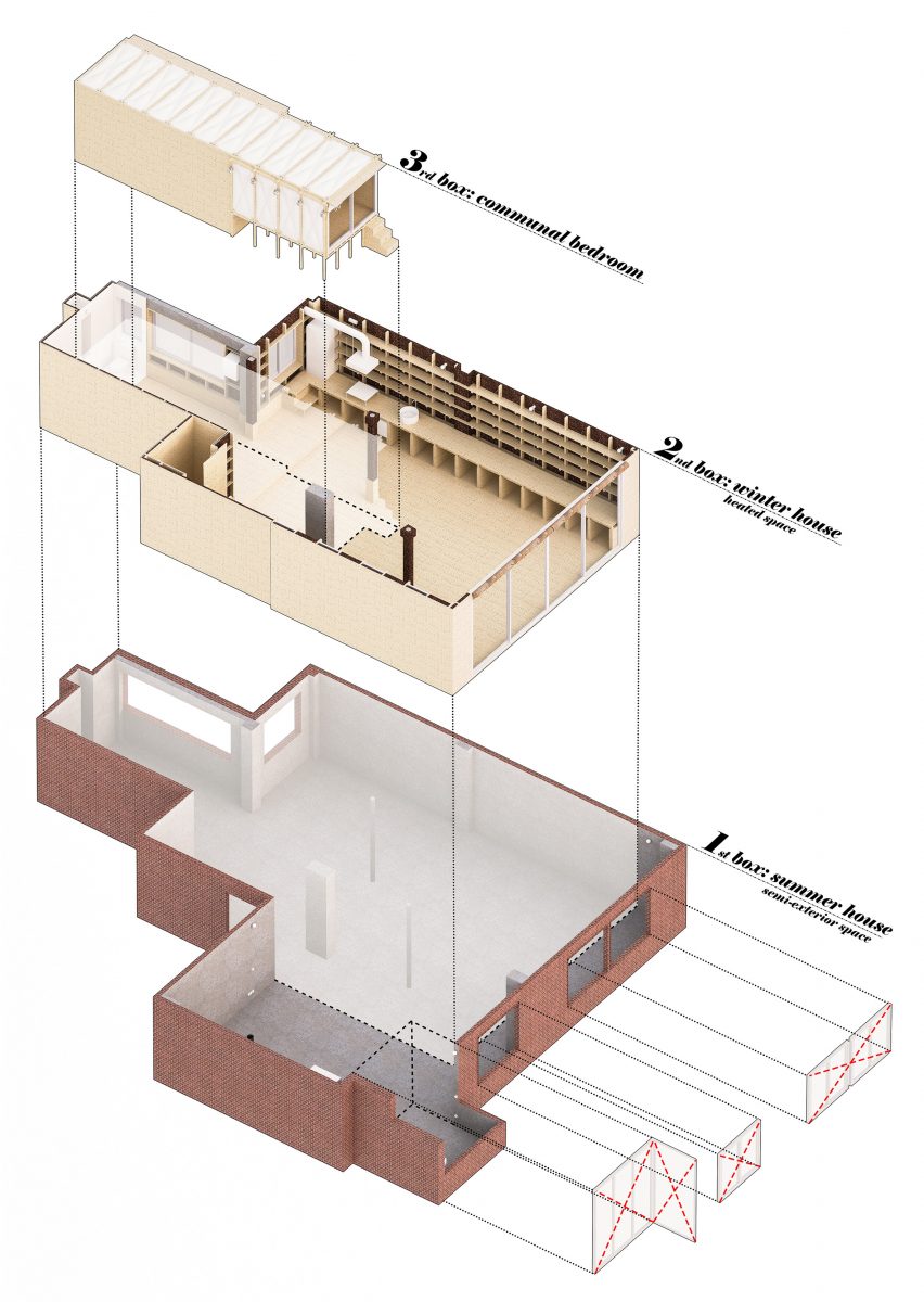 Three-layered plan of Day after House by Takk