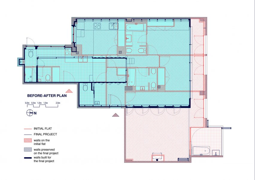 Before and after floor plan of Day after House by Takk