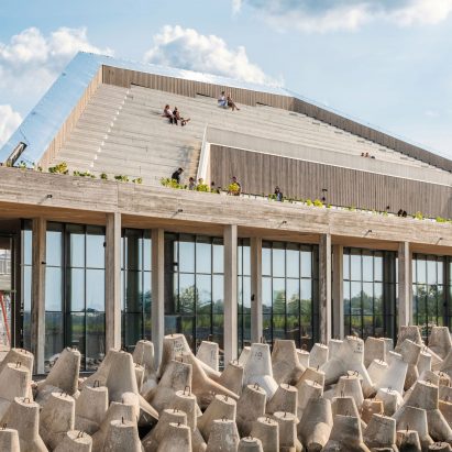 Facade of Tallinn Cruise Terminal by Salto Architects and Stuudio Tallinn