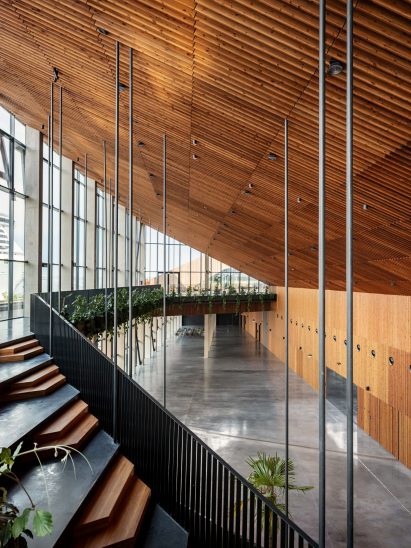 Wooden ceiling Tallinn Cruise Terminal by Salto Architects and Stuudio Tallinn