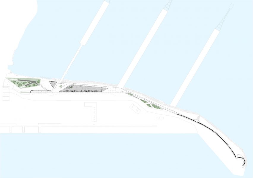 Lower level site plan, Tallinn Cruise Terminal by Salto Architects and Stuudio Tallinn