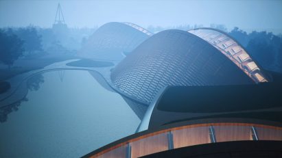Render of museum extension by MAD