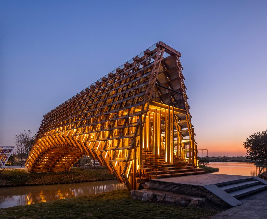 Timber Bridge in Gulou Waterfront by LUO Studio