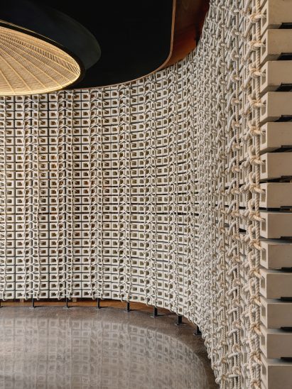 Wall of woven bricks